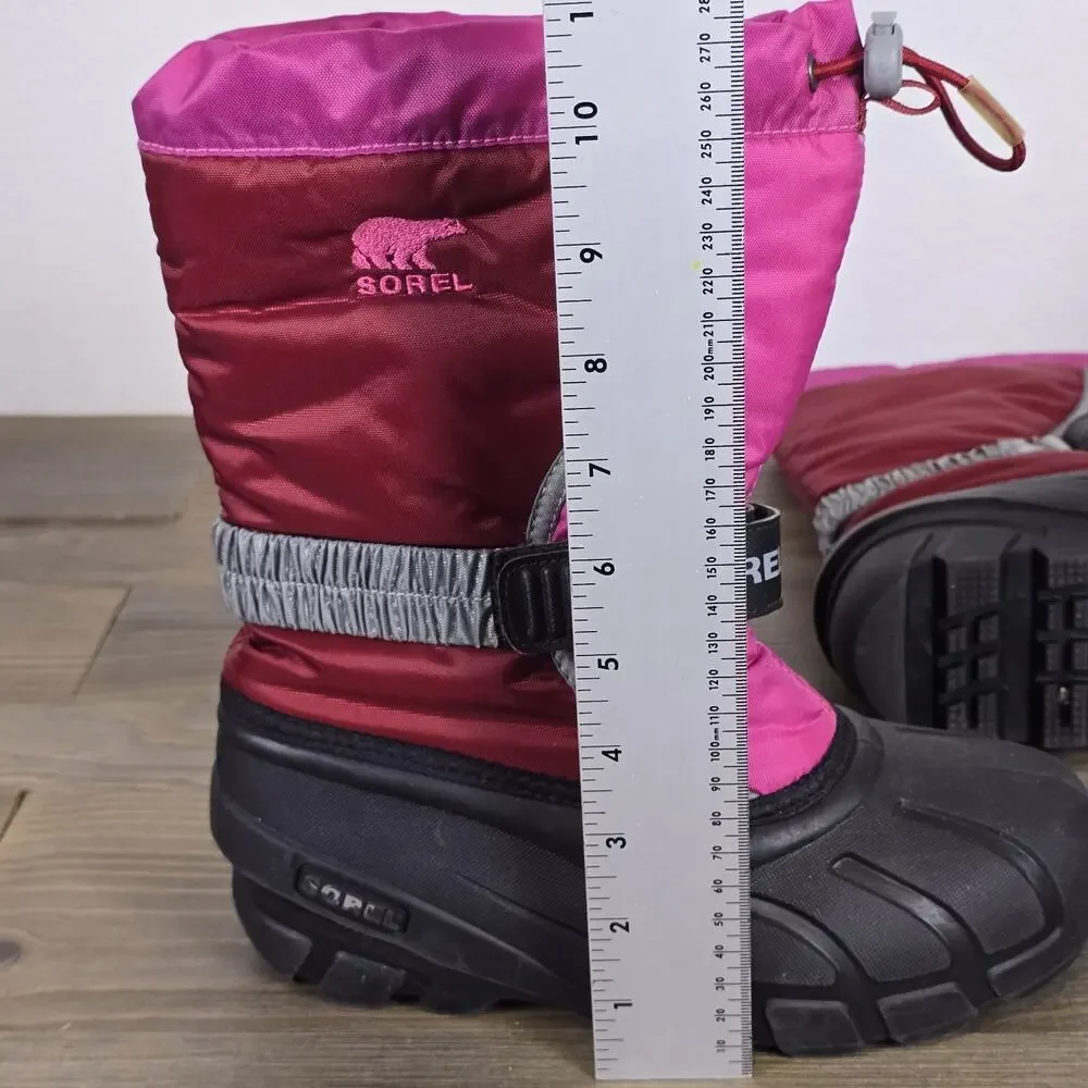 Sorel - Flurry Durable Snow Boots Red/Pink Water & Wind Resistant - Youth Size 3